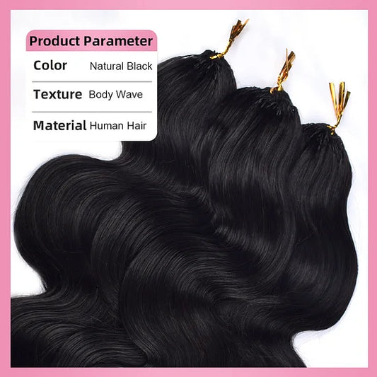Body Wave Crochet Human Hair Pre Loop Extensions