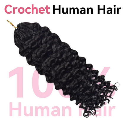 Deep Curly Crochet Human Hair Pre Loop Extensions