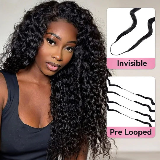Deep Curly Crochet Human Hair Pre Loop Extensions
