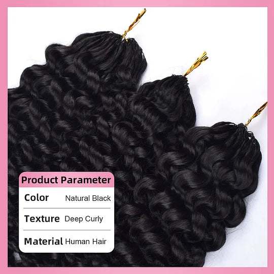 Deep Curly Crochet Human Hair Pre Loop Extensions