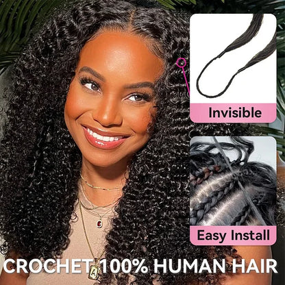Kinky Curly Wave Crochet Human Hair Pre Loop Extensions
