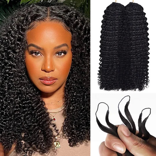 Kinky Curly Wave Crochet Human Hair Pre Loop Extensions