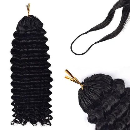 Deep Wave Crochet Human Hair Pre Loop Extensions