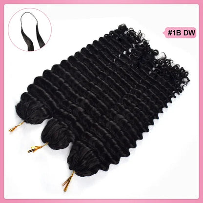 Deep Wave Crochet Human Hair Pre Loop Extensions