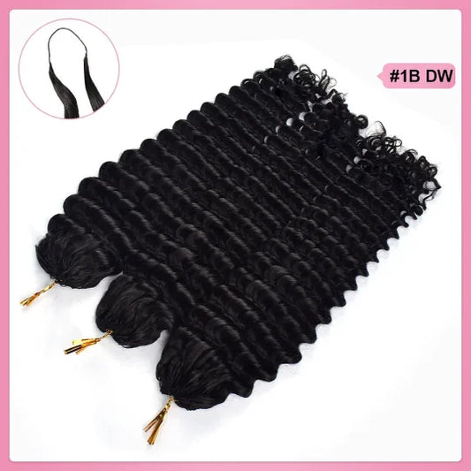Deep Wave Crochet Human Hair Pre Loop Extensions